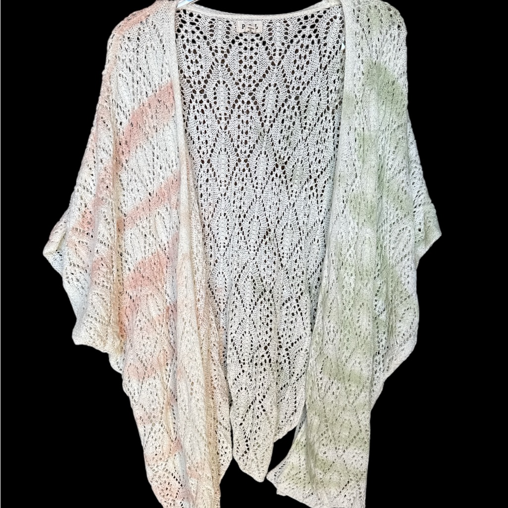 Pol Cream And Pastel Open-Front Cardigan Size Small